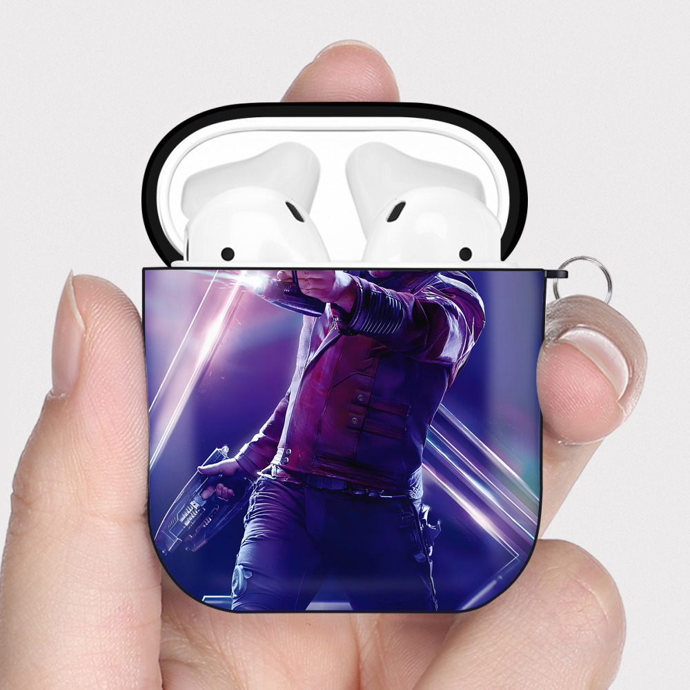 （画像用） アベンジャーズ The Avengers AirPods 第2世代保護ケース ハードシェル ブラック 耐衝撃・防指紋・カラビナ付き