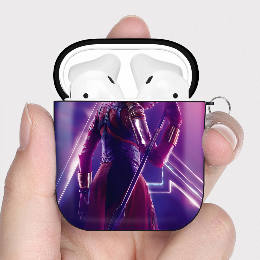 （画像用） アベンジャーズ The Avengers AirPods 第2世代保護ケース ハードシェル ブラック 耐衝撃・防指紋・カラビナ付き