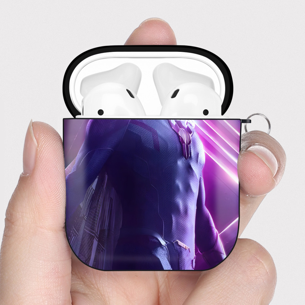 （画像用） アベンジャーズ The Avengers AirPods 第2世代保護ケース ハードシェル ブラック 耐衝撃・防指紋・カラビナ付き