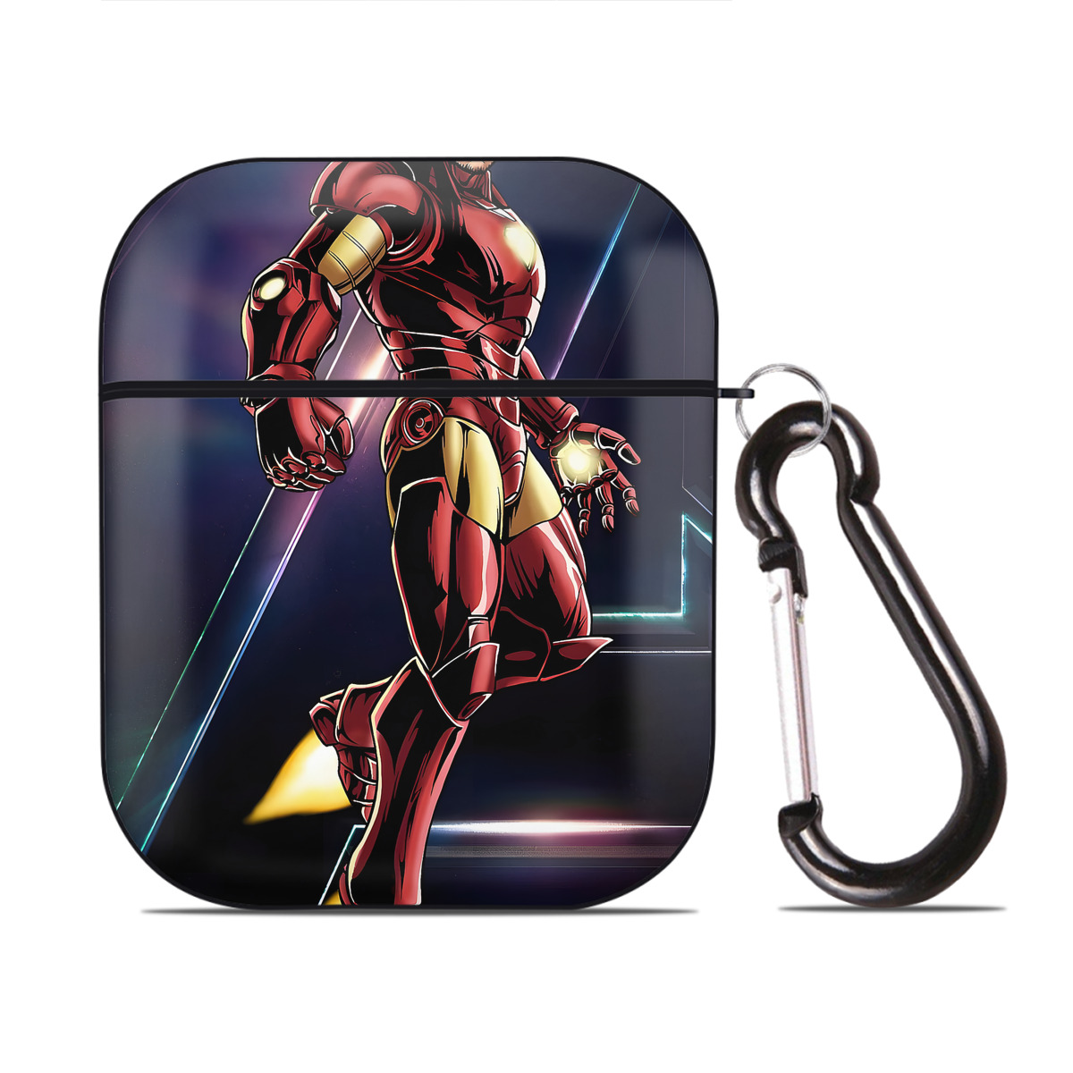 （画像用） アベンジャーズ The Avengers AirPods 第2世代保護ケース ハードシェル ブラック 耐衝撃・防指紋・カラビナ付き