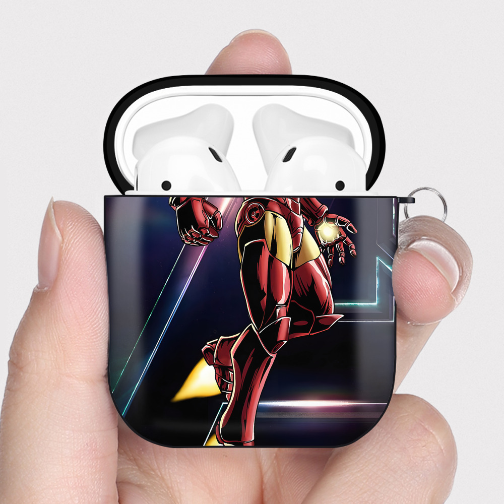 （画像用） アベンジャーズ The Avengers AirPods 第2世代保護ケース ハードシェル ブラック 耐衝撃・防指紋・カラビナ付き