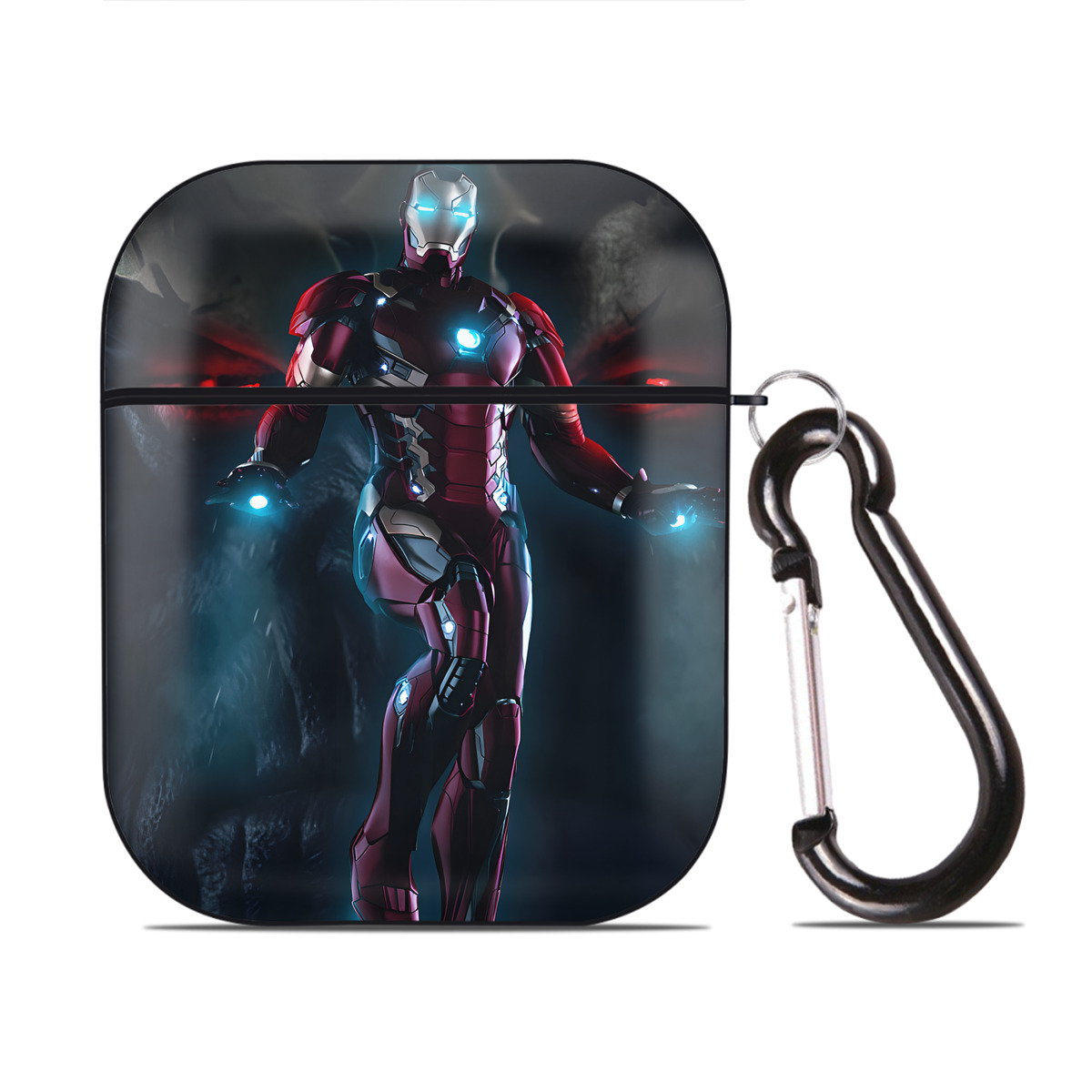 （画像用） アベンジャーズ The Avengers AirPods 第2世代保護ケース ハードシェル ブラック 耐衝撃・防指紋・カラビナ付き