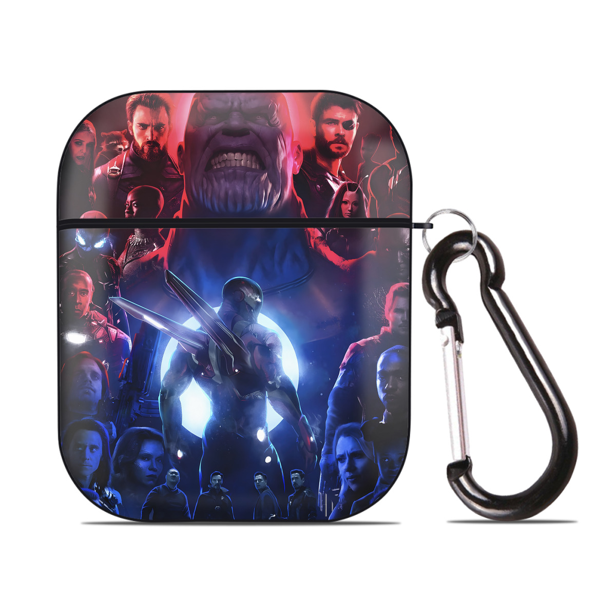 （画像用） アベンジャーズ The Avengers AirPods 第2世代保護ケース ハードシェル ブラック 耐衝撃・防指紋・カラビナ付き