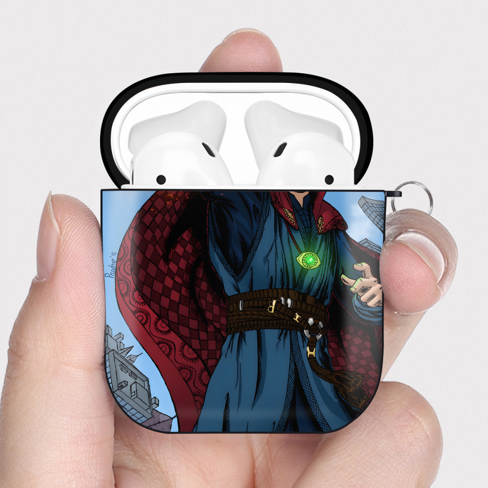 （画像用） アベンジャーズ The Avengers AirPods 第2世代保護ケース ハードシェル ブラック 耐衝撃・防指紋・カラビナ付き