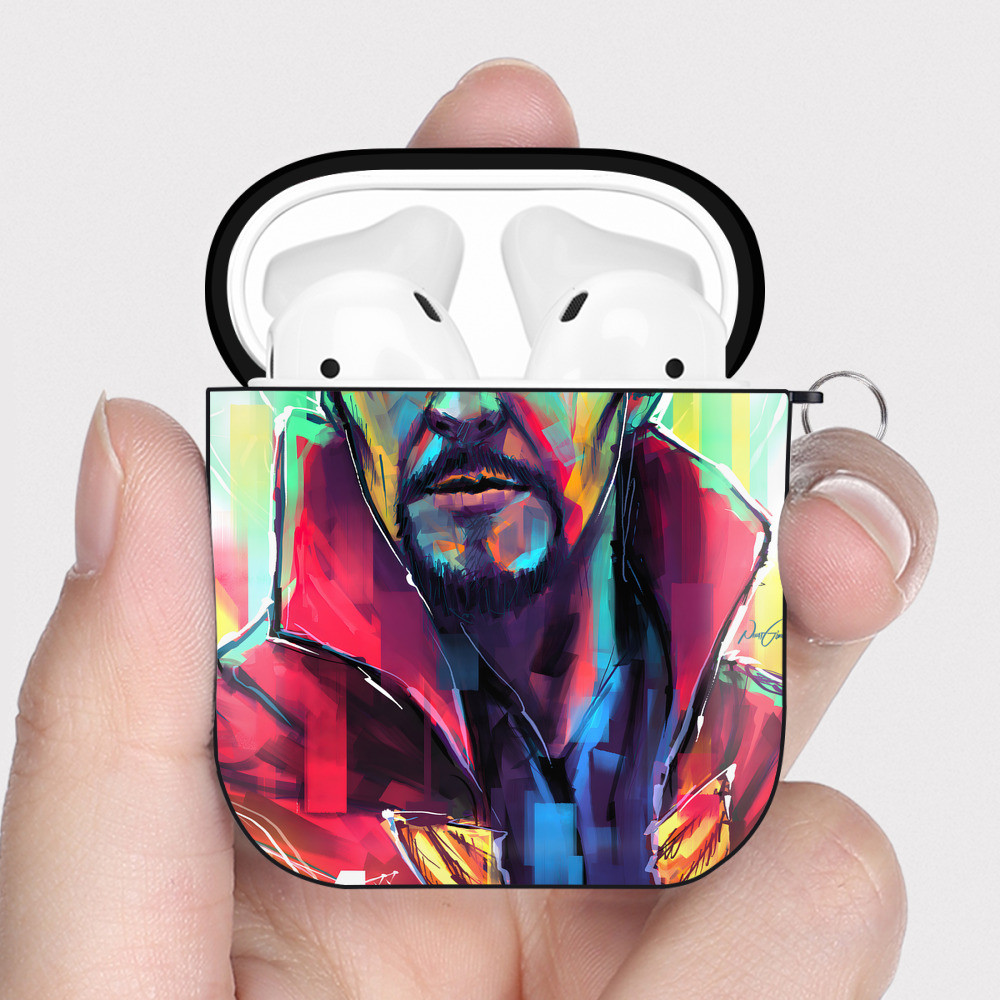 （画像用） アベンジャーズ The Avengers AirPods 第2世代保護ケース ハードシェル ブラック 耐衝撃・防指紋・カラビナ付き