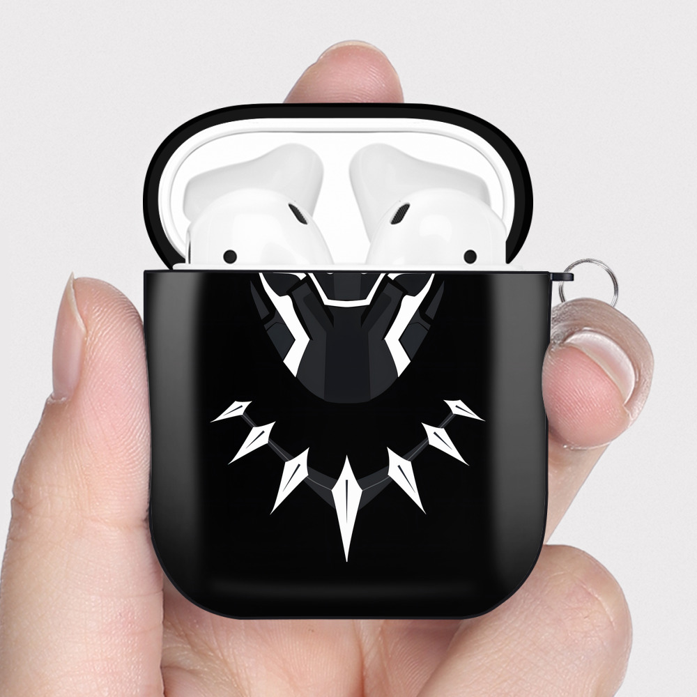 （画像用） アベンジャーズ The Avengers AirPods 第2世代保護ケース ハードシェル ブラック 耐衝撃・防指紋・カラビナ付き