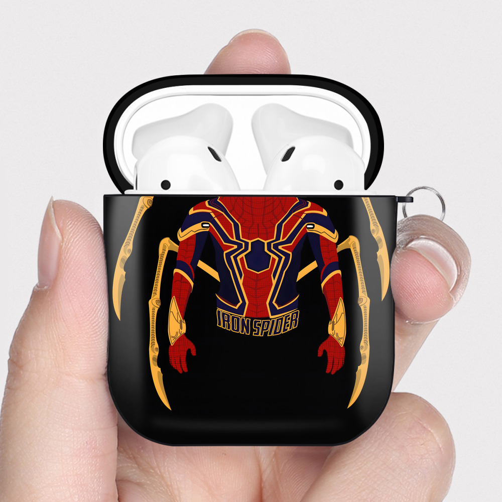 （画像用） アベンジャーズ The Avengers AirPods 第2世代保護ケース ハードシェル ブラック 耐衝撃・防指紋・カラビナ付き