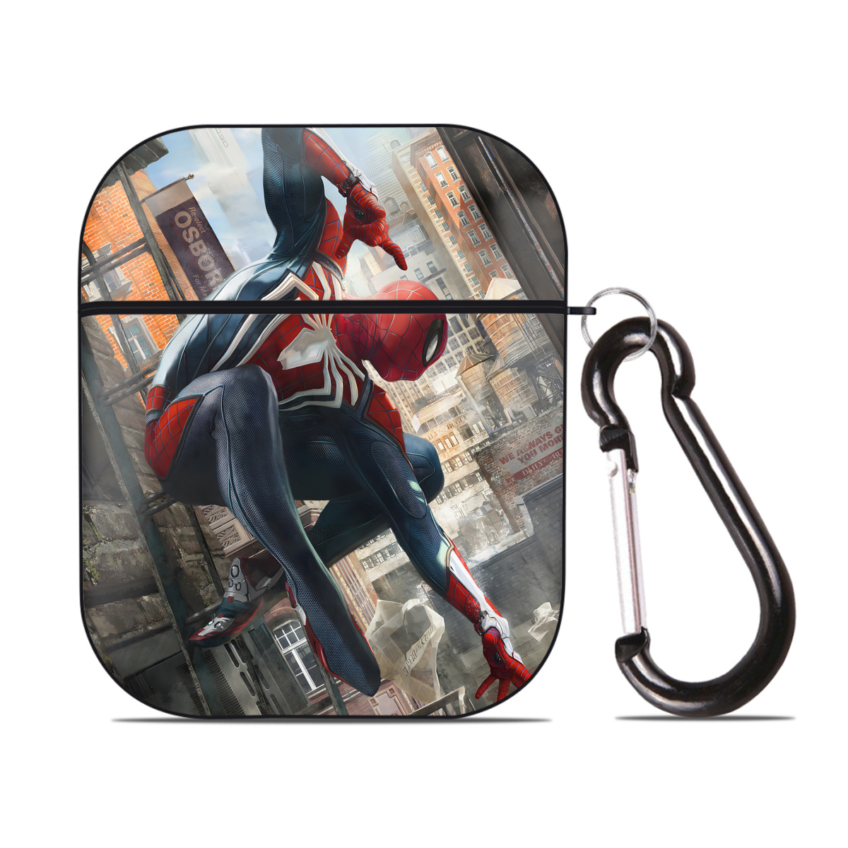 （画像用） アベンジャーズ The Avengers AirPods 第2世代保護ケース ハードシェル ブラック 耐衝撃・防指紋・カラビナ付き