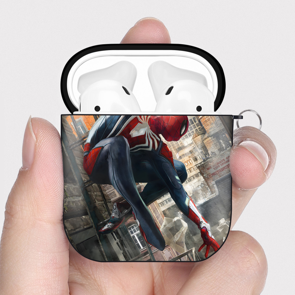 （画像用） アベンジャーズ The Avengers AirPods 第2世代保護ケース ハードシェル ブラック 耐衝撃・防指紋・カラビナ付き