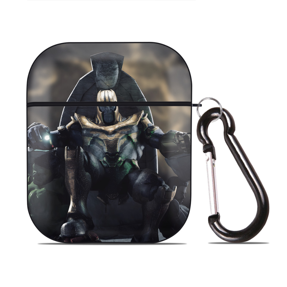 （画像用） アベンジャーズ The Avengers AirPods 第2世代保護ケース ハードシェル ブラック 耐衝撃・防指紋・カラビナ付き