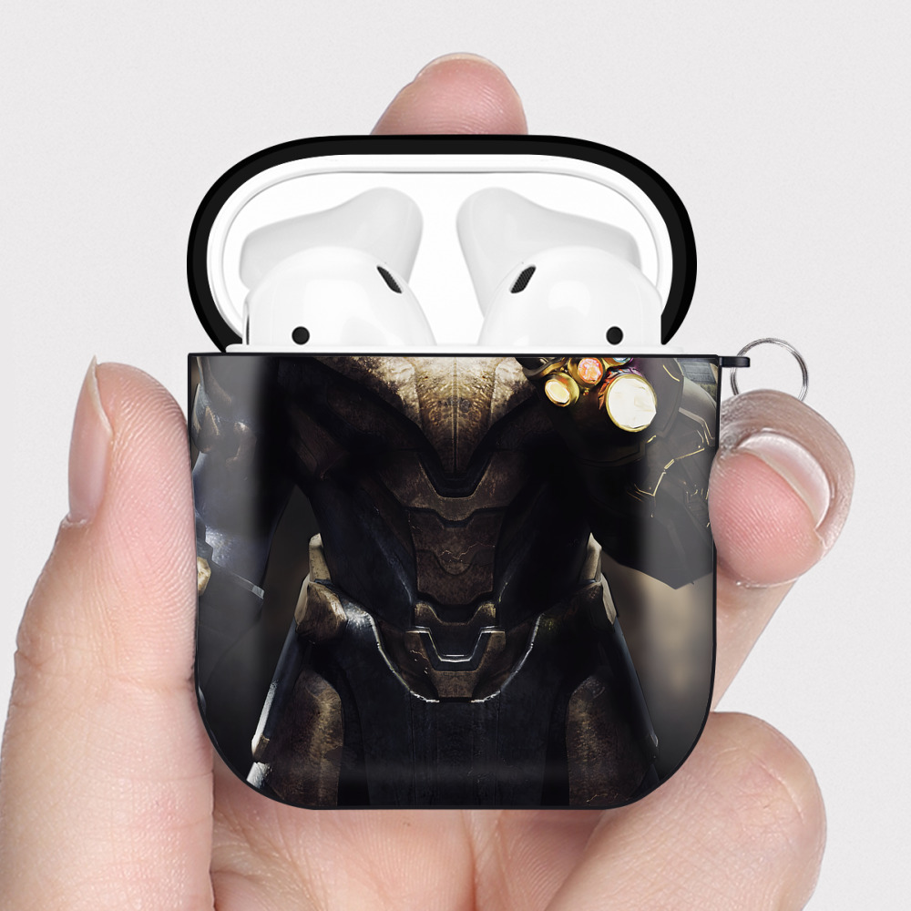 （画像用） アベンジャーズ The Avengers AirPods 第2世代保護ケース ハードシェル ブラック 耐衝撃・防指紋・カラビナ付き