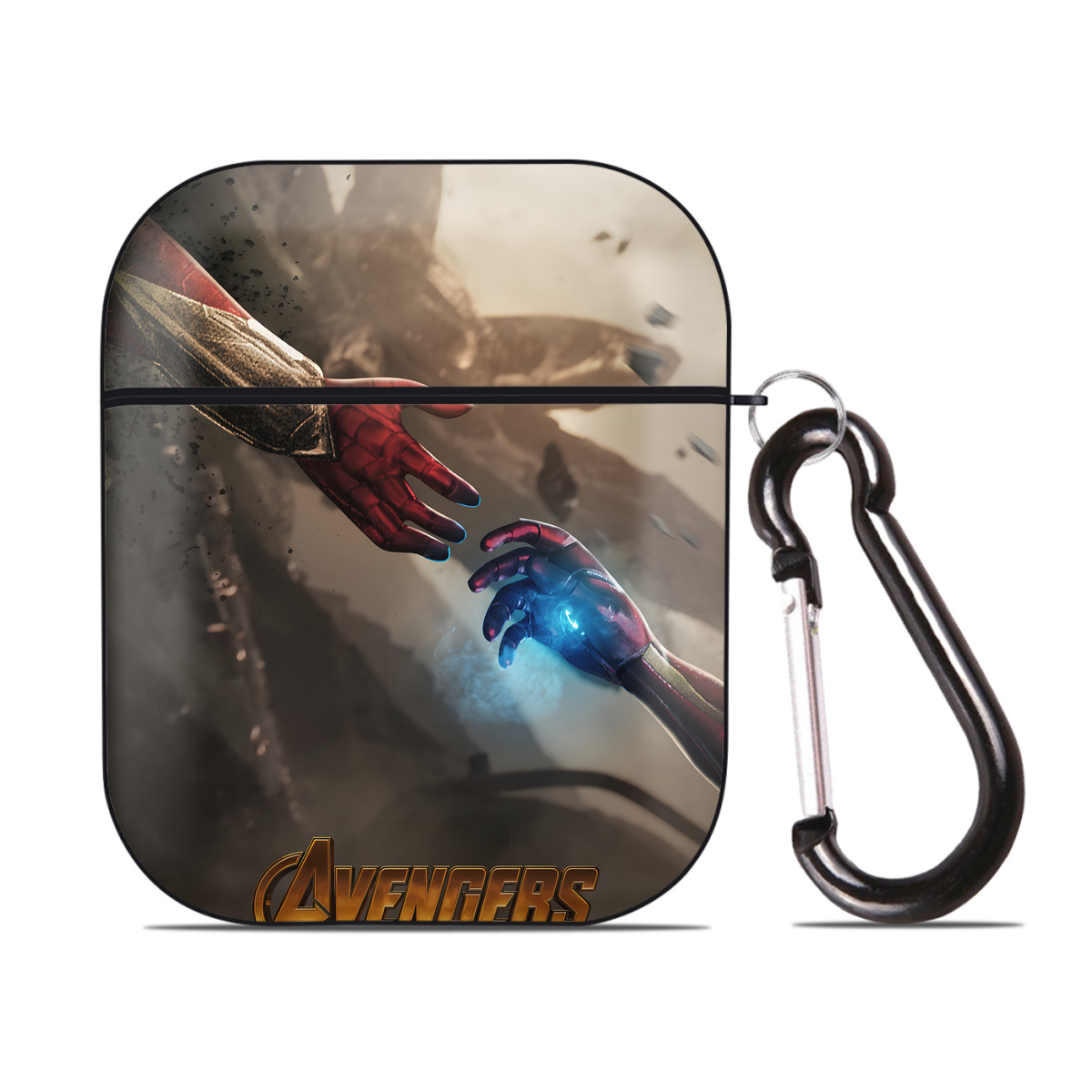 （画像用） アベンジャーズ The Avengers AirPods 第2世代保護ケース ハードシェル ブラック 耐衝撃・防指紋・カラビナ付き