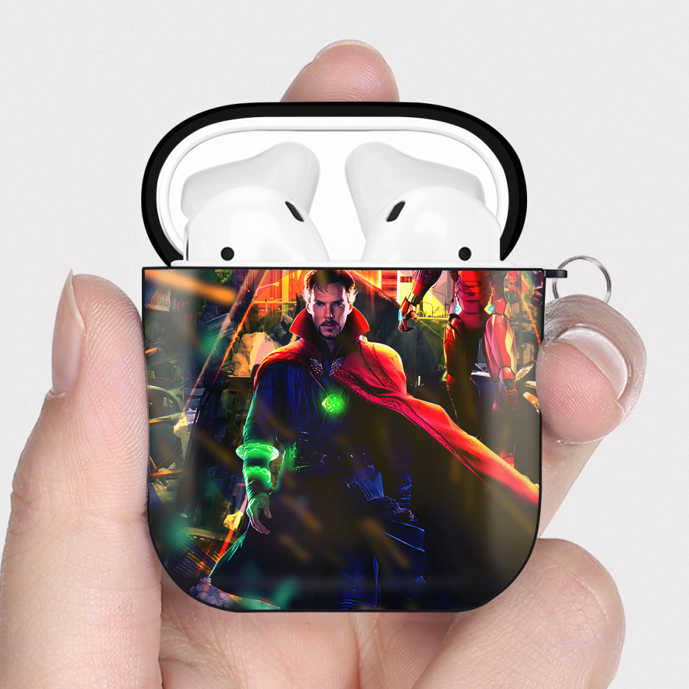 （画像用） アベンジャーズ The Avengers AirPods 第2世代保護ケース ハードシェル ブラック 耐衝撃・防指紋・カラビナ付き