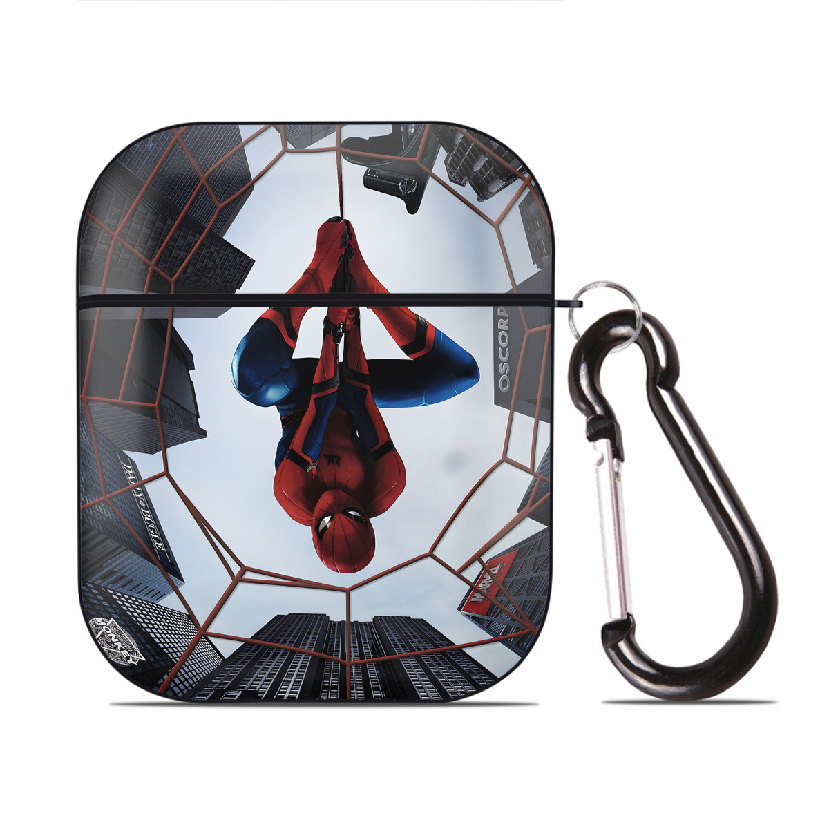 （画像用） アベンジャーズ The Avengers AirPods 第2世代保護ケース ハードシェル ブラック 耐衝撃・防指紋・カラビナ付き