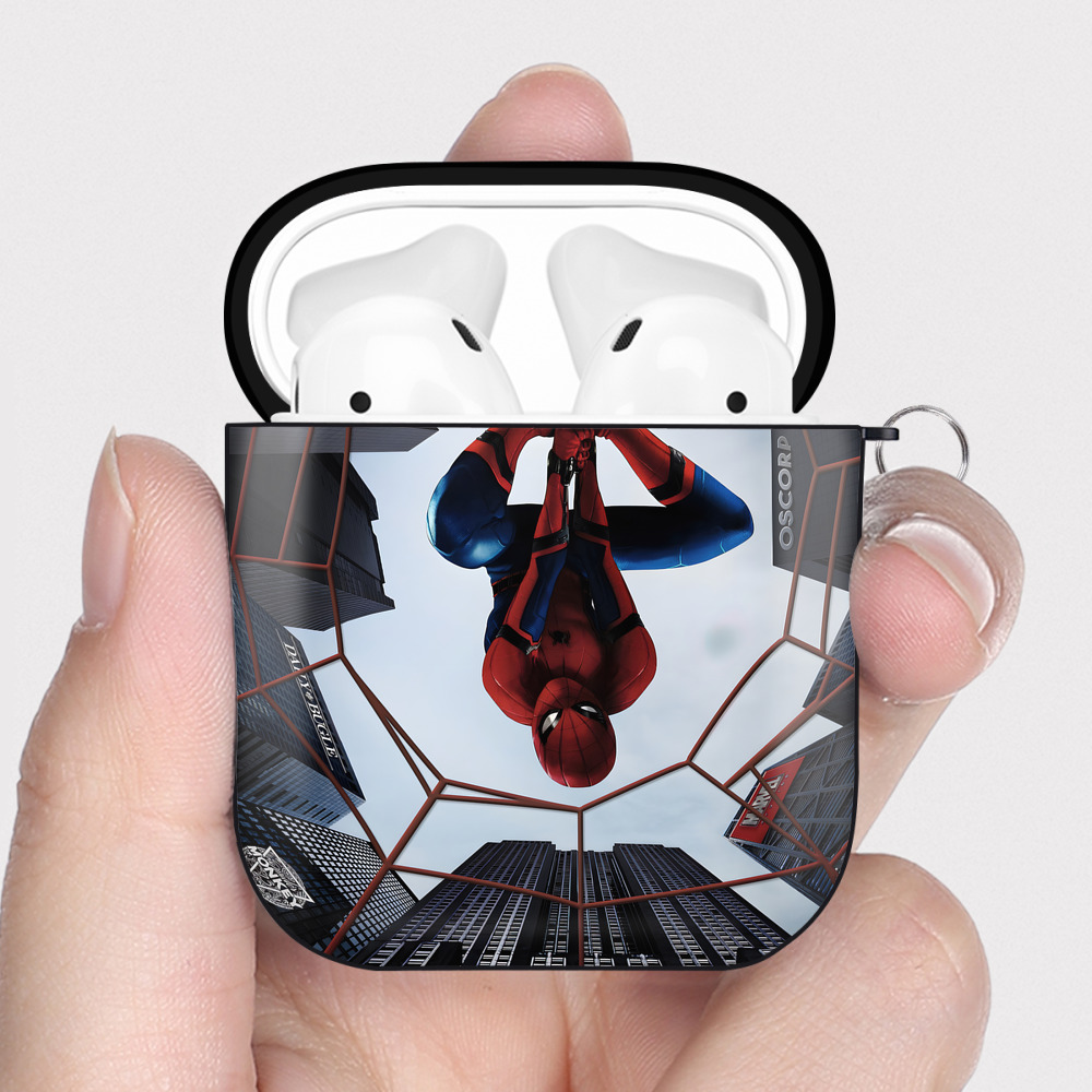 （画像用） アベンジャーズ The Avengers AirPods 第2世代保護ケース ハードシェル ブラック 耐衝撃・防指紋・カラビナ付き