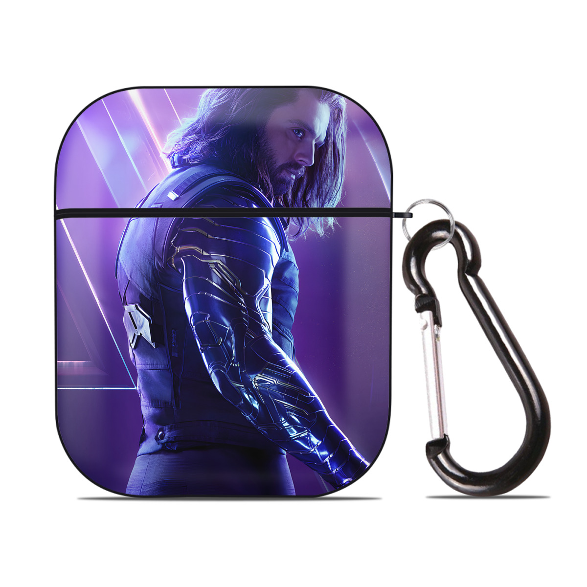 （画像用） アベンジャーズ The Avengers AirPods 第2世代保護ケース ハードシェル ブラック 耐衝撃・防指紋・カラビナ付き