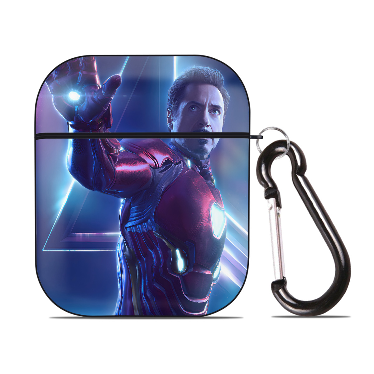 （画像用） アベンジャーズ The Avengers AirPods 第2世代保護ケース ハードシェル ブラック 耐衝撃・防指紋・カラビナ付き