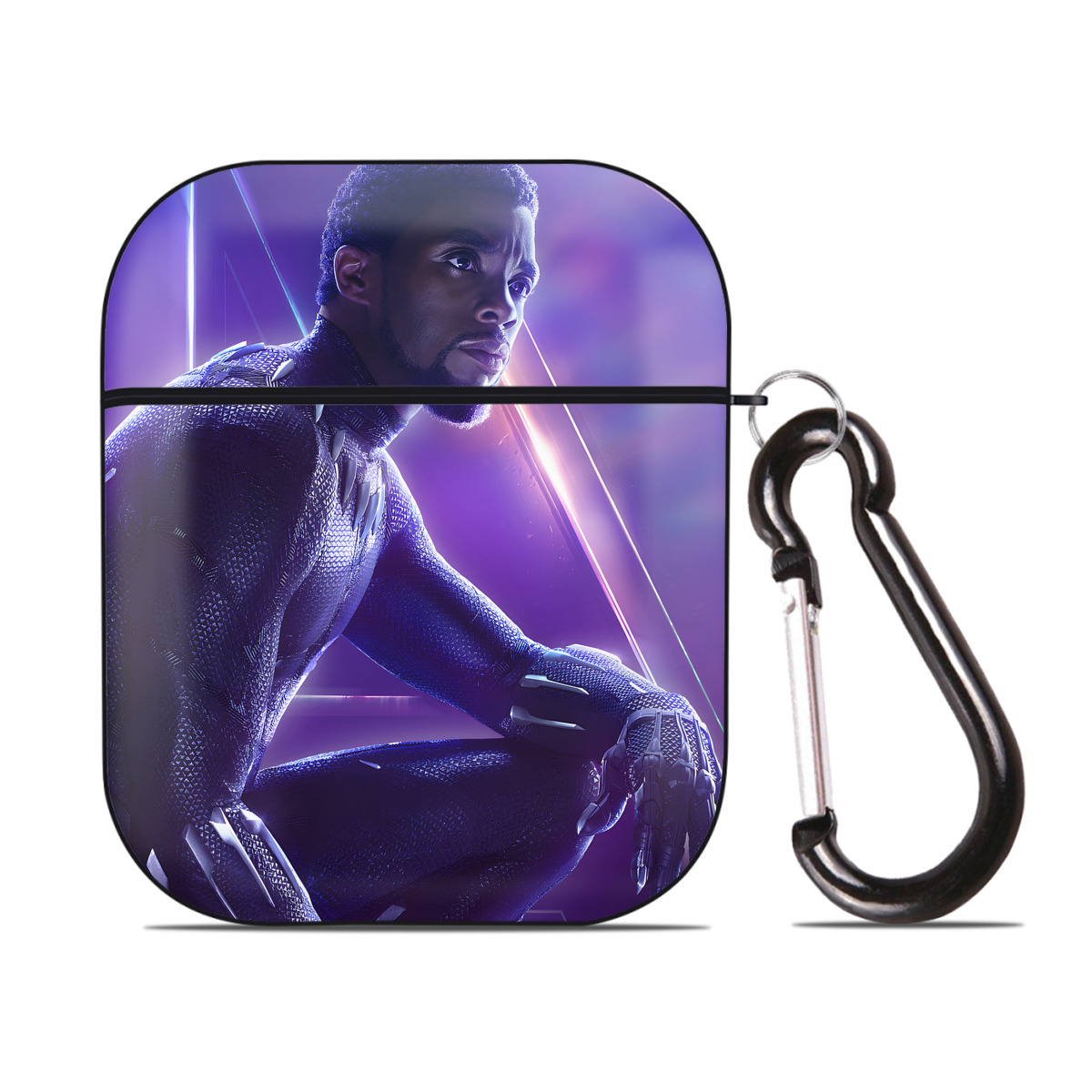 （画像用） アベンジャーズ The Avengers AirPods 第2世代保護ケース ハードシェル ブラック 耐衝撃・防指紋・カラビナ付き
