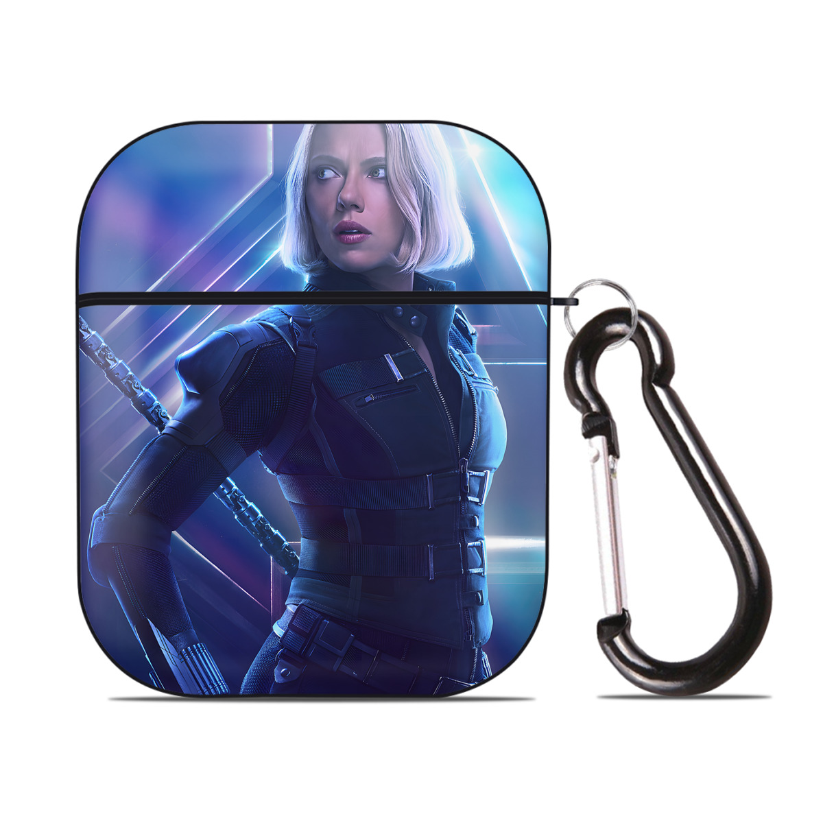 （画像用） アベンジャーズ The Avengers AirPods 第2世代保護ケース ハードシェル ブラック 耐衝撃・防指紋・カラビナ付き