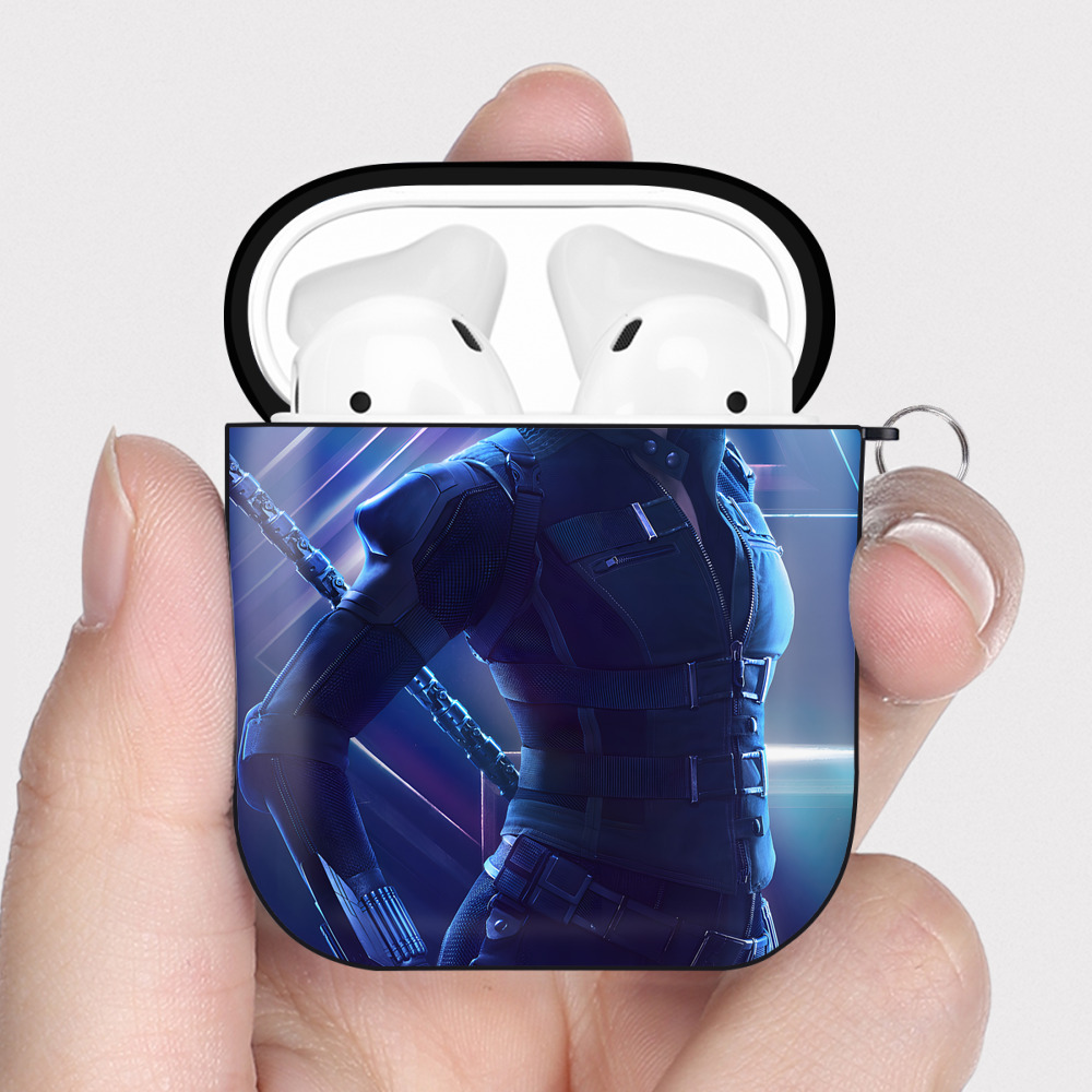 （画像用） アベンジャーズ The Avengers AirPods 第2世代保護ケース ハードシェル ブラック 耐衝撃・防指紋・カラビナ付き