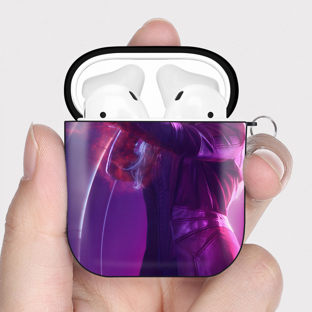 （画像用） アベンジャーズ The Avengers AirPods 第2世代保護ケース ハードシェル ブラック 耐衝撃・防指紋・カラビナ付き