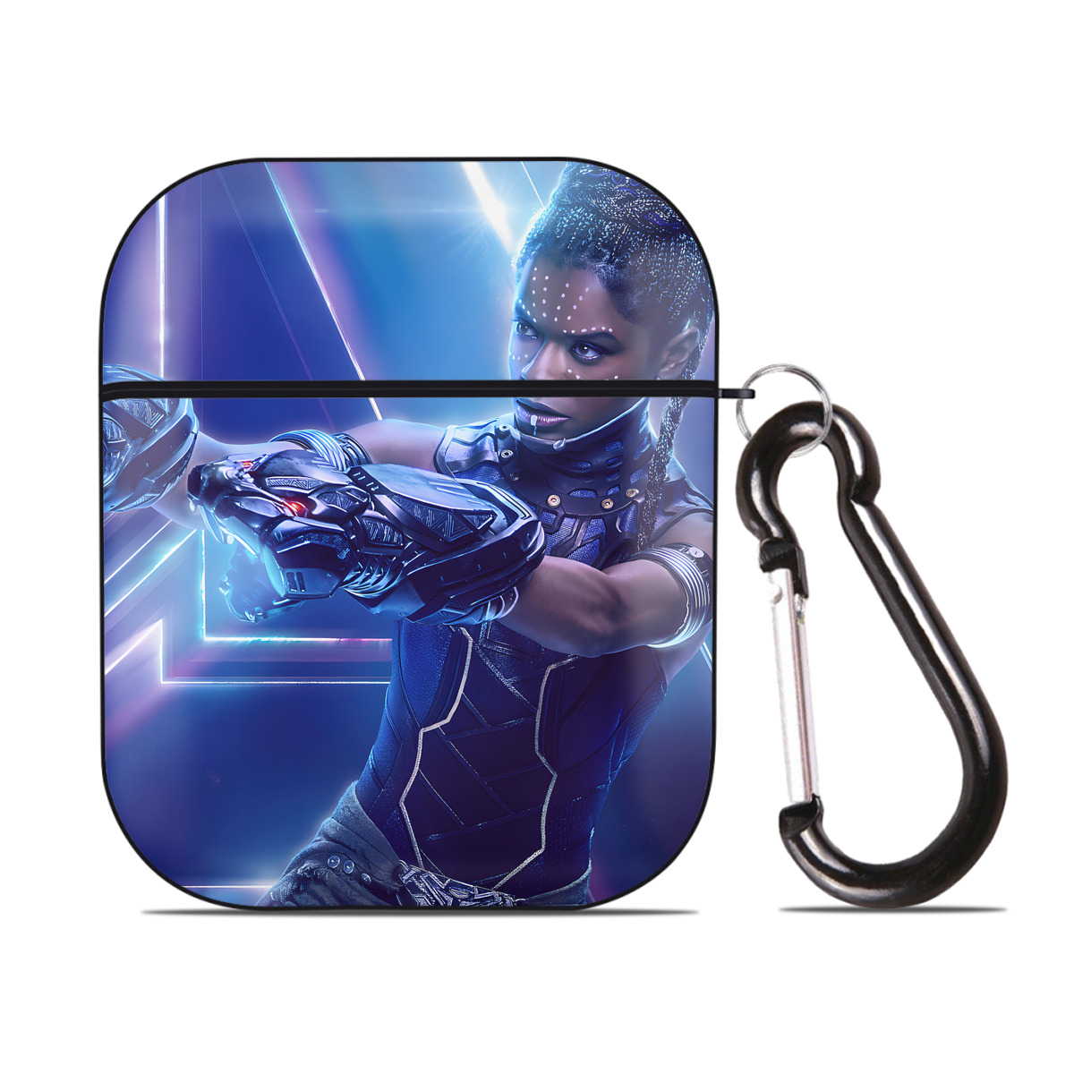 （画像用） アベンジャーズ The Avengers AirPods 第2世代保護ケース ハードシェル ブラック 耐衝撃・防指紋・カラビナ付き