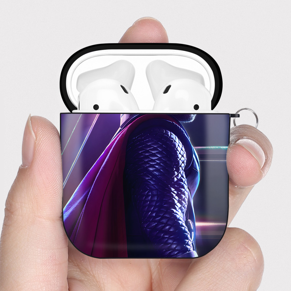 （画像用） アベンジャーズ The Avengers AirPods 第2世代保護ケース ハードシェル ブラック 耐衝撃・防指紋・カラビナ付き