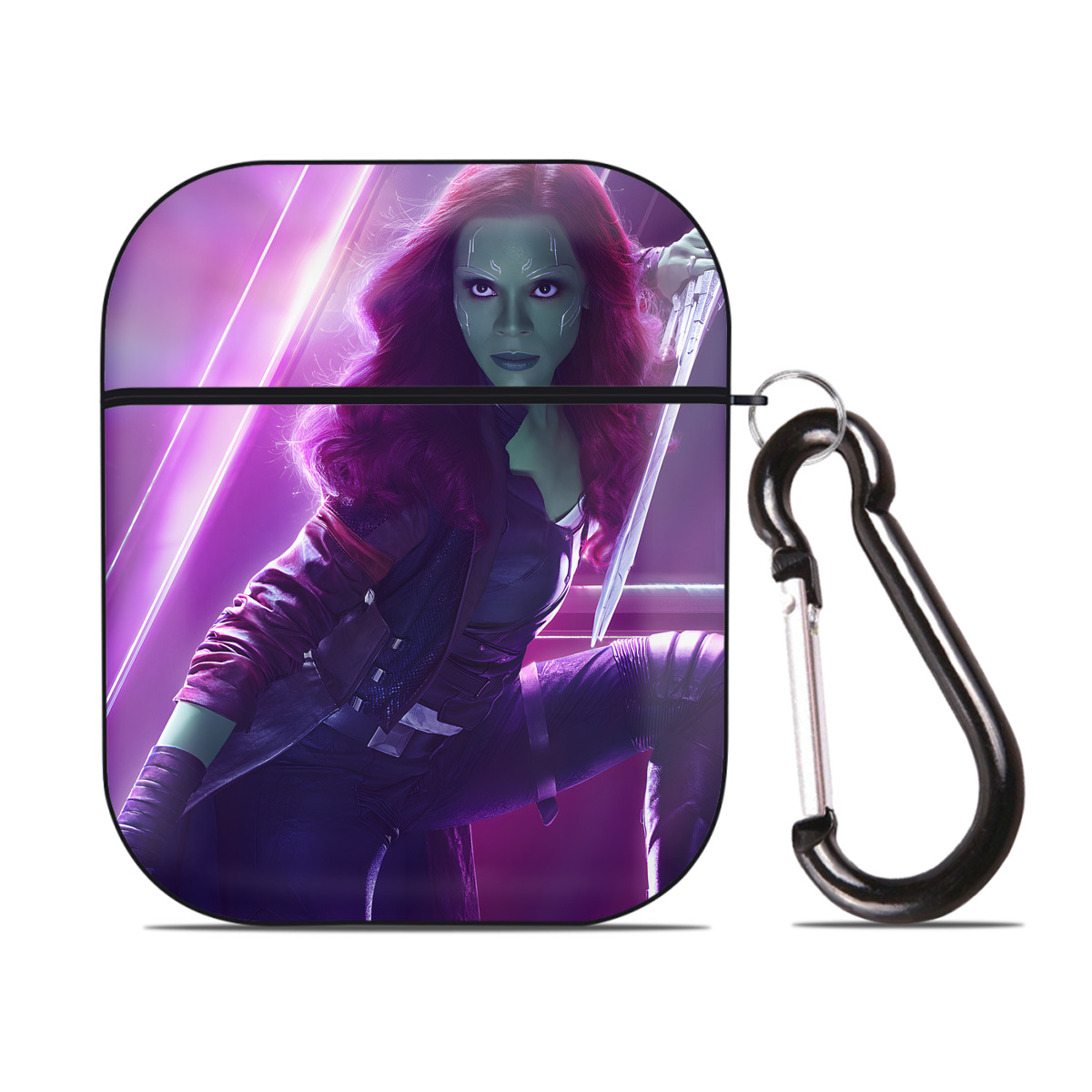 （画像用） アベンジャーズ The Avengers AirPods 第2世代保護ケース ハードシェル ブラック 耐衝撃・防指紋・カラビナ付き