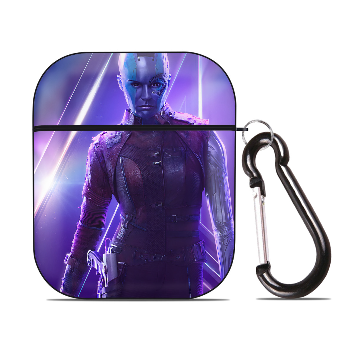 （画像用） アベンジャーズ The Avengers AirPods 第2世代保護ケース ハードシェル ブラック 耐衝撃・防指紋・カラビナ付き