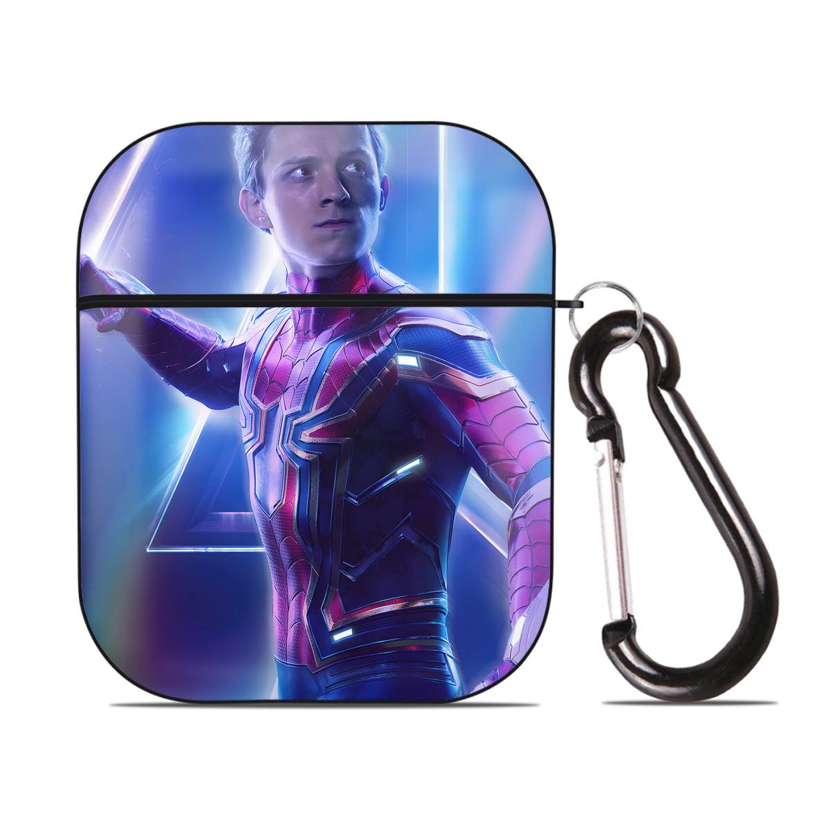 （画像用） アベンジャーズ The Avengers AirPods 第2世代保護ケース ハードシェル ブラック 耐衝撃・防指紋・カラビナ付き