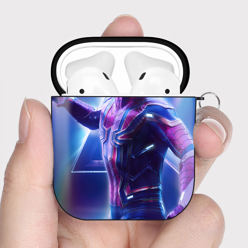 （画像用） アベンジャーズ The Avengers AirPods 第2世代保護ケース ハードシェル ブラック 耐衝撃・防指紋・カラビナ付き