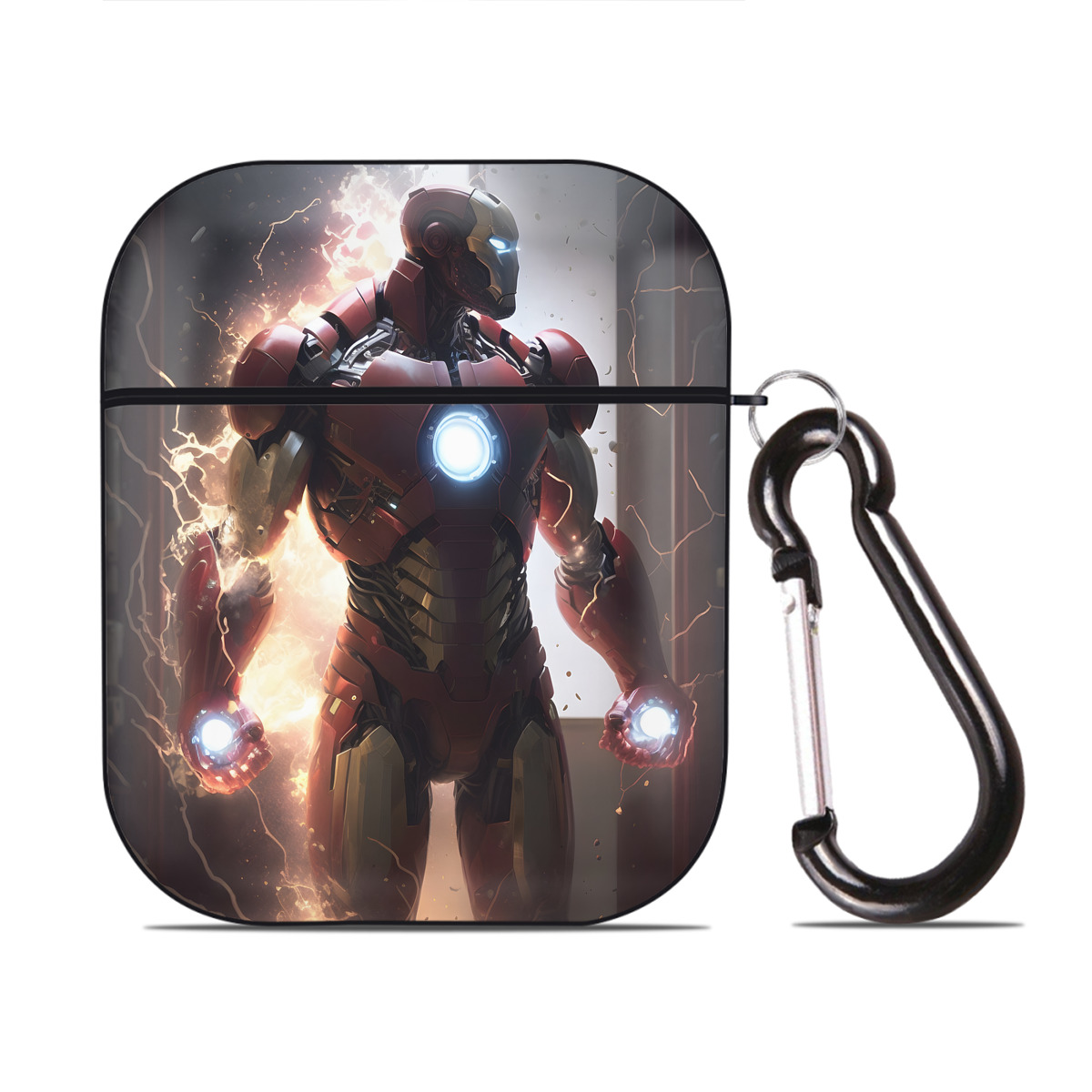 （画像用） アベンジャーズ The Avengers AirPods 第2世代保護ケース ハードシェル ブラック 耐衝撃・防指紋・カラビナ付き