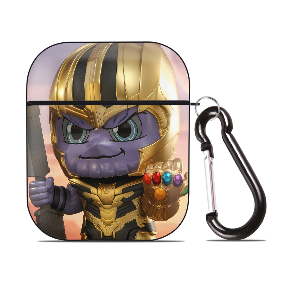 （画像用） アベンジャーズ The Avengers AirPods 第2世代保護ケース ハードシェル ブラック 耐衝撃・防指紋・カラビナ付き