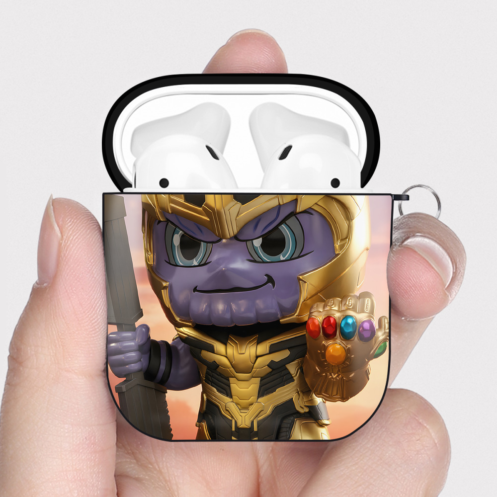 （画像用） アベンジャーズ The Avengers AirPods 第2世代保護ケース ハードシェル ブラック 耐衝撃・防指紋・カラビナ付き