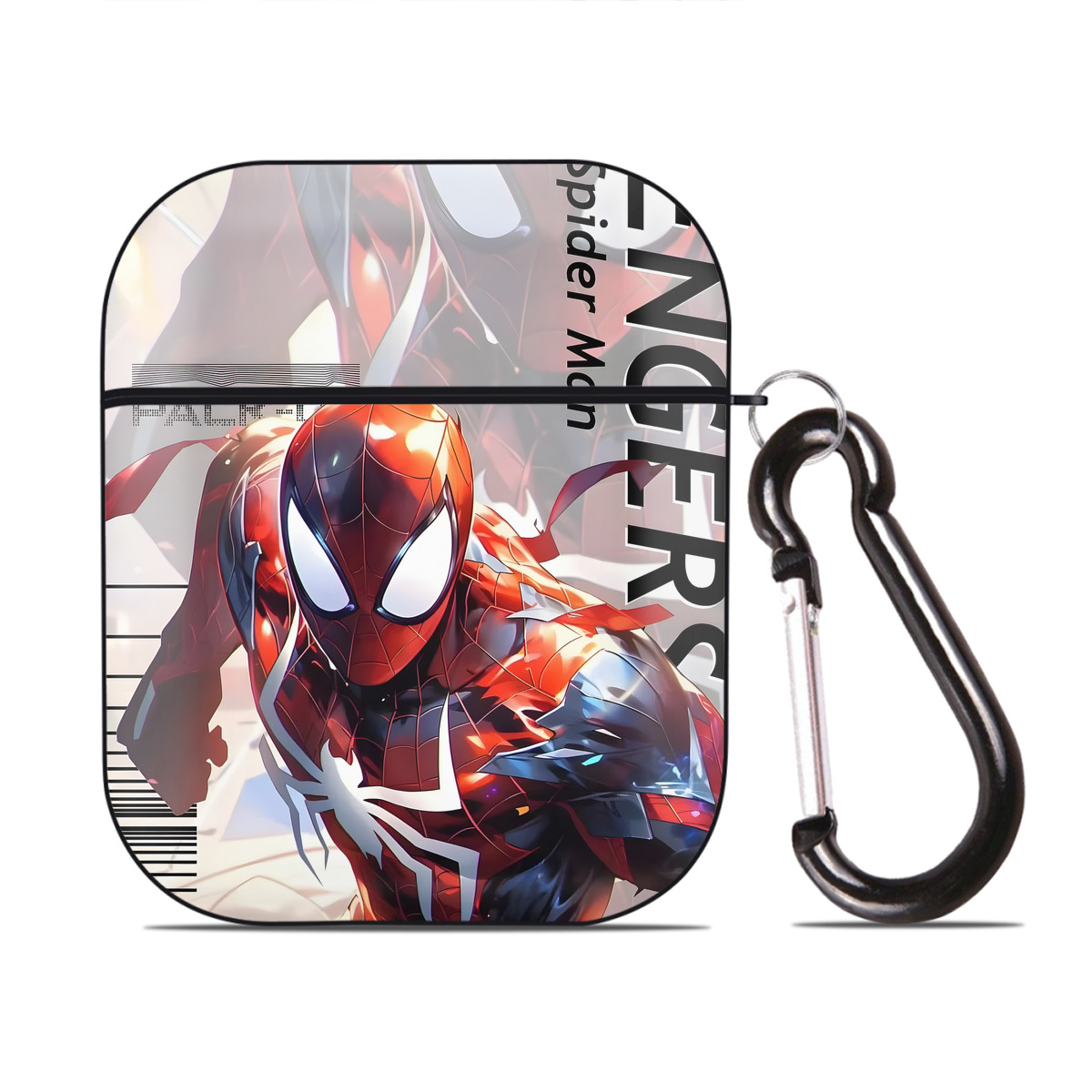 （画像用） アベンジャーズ The Avengers AirPods 第2世代保護ケース ハードシェル ブラック 耐衝撃・防指紋・カラビナ付き