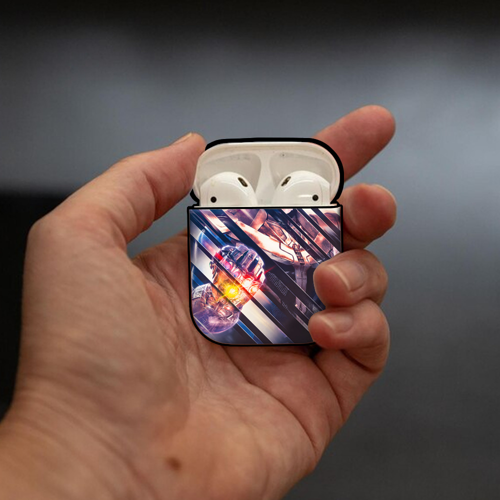 アベンジャーズ The Avengers AirPods 第2世代保護ケース ハードシェル ブラック 耐衝撃・防指紋・カラビナ付き