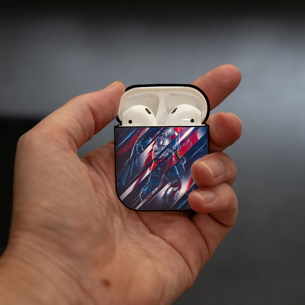 アベンジャーズ The Avengers AirPods 第2世代保護ケース ハードシェル ブラック 耐衝撃・防指紋・カラビナ付き