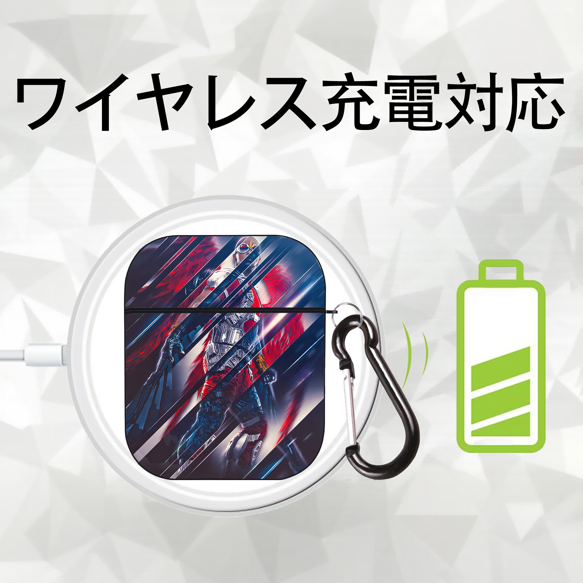 アベンジャーズ The Avengers AirPods 第2世代保護ケース ハードシェル ブラック 耐衝撃・防指紋・カラビナ付き