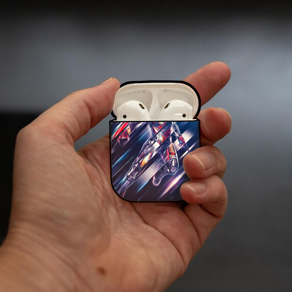 アベンジャーズ The Avengers AirPods 第2世代保護ケース ハードシェル ブラック 耐衝撃・防指紋・カラビナ付き
