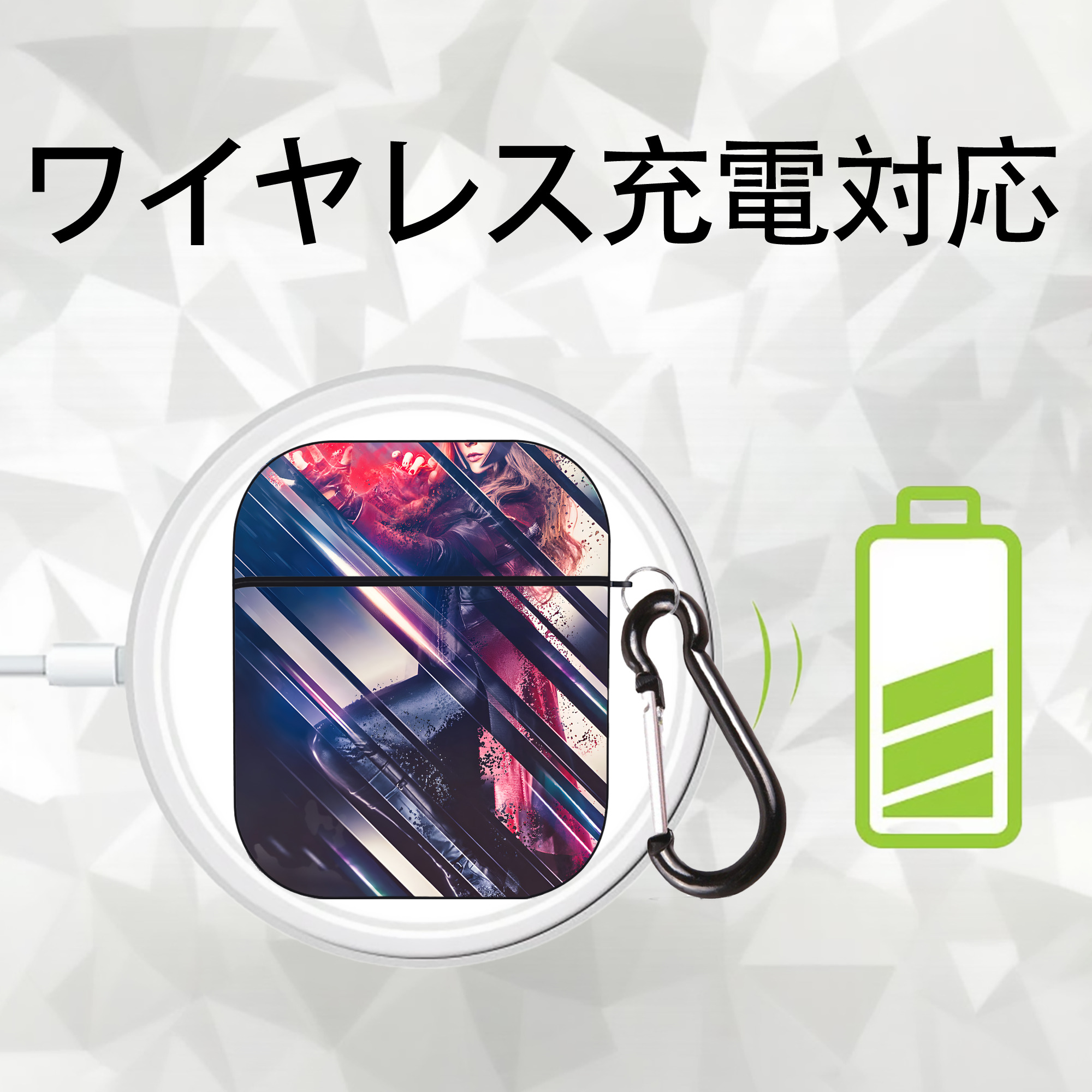 アベンジャーズ The Avengers AirPods 第2世代保護ケース ハードシェル ブラック 耐衝撃・防指紋・カラビナ付き