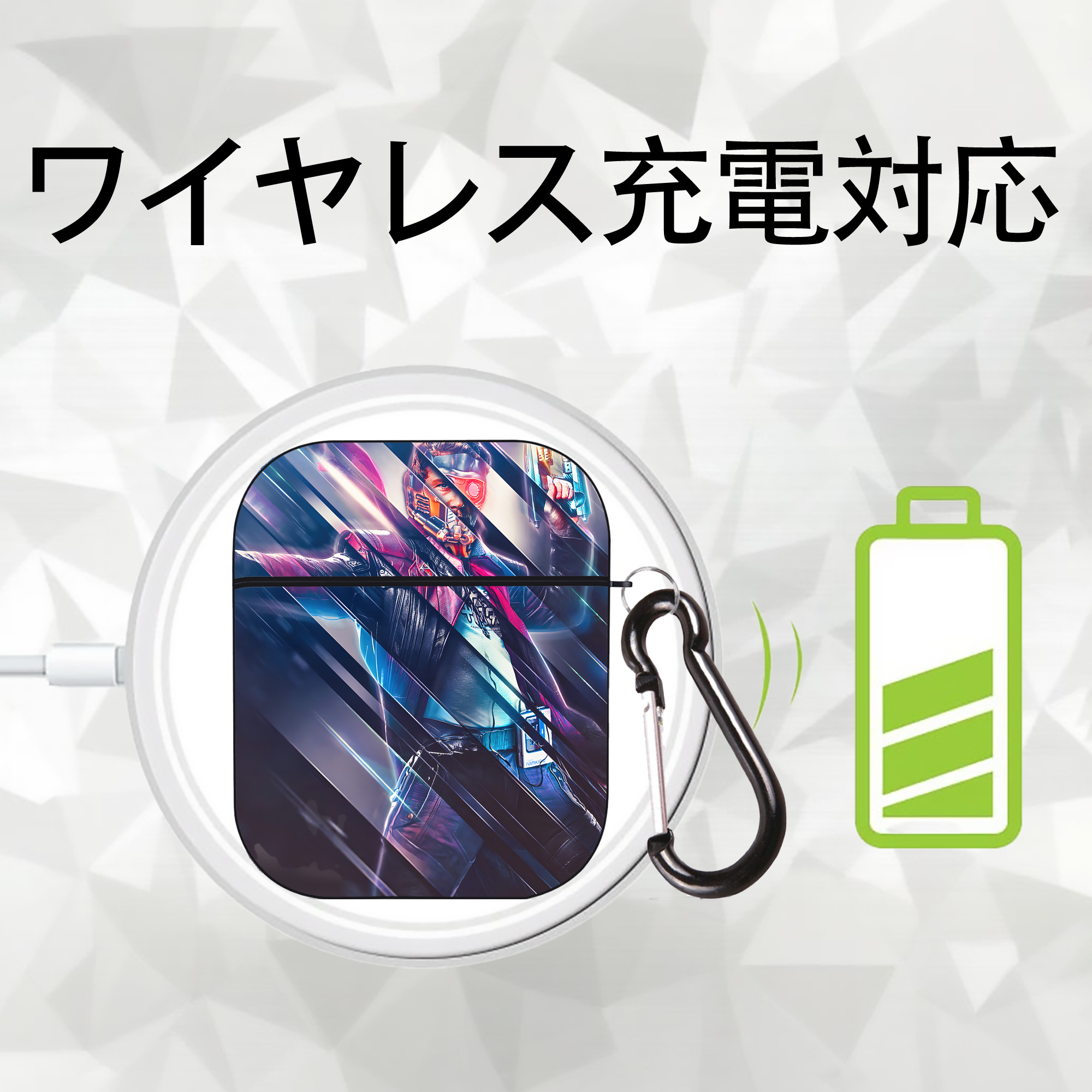 アベンジャーズ The Avengers AirPods 第2世代保護ケース ハードシェル ブラック 耐衝撃・防指紋・カラビナ付き