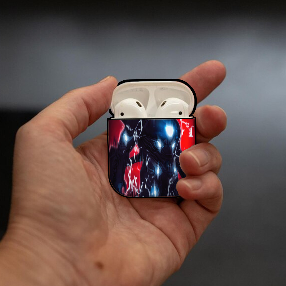 アベンジャーズ The Avengers AirPods 第2世代保護ケース ハードシェル ブラック 耐衝撃・防指紋・カラビナ付き