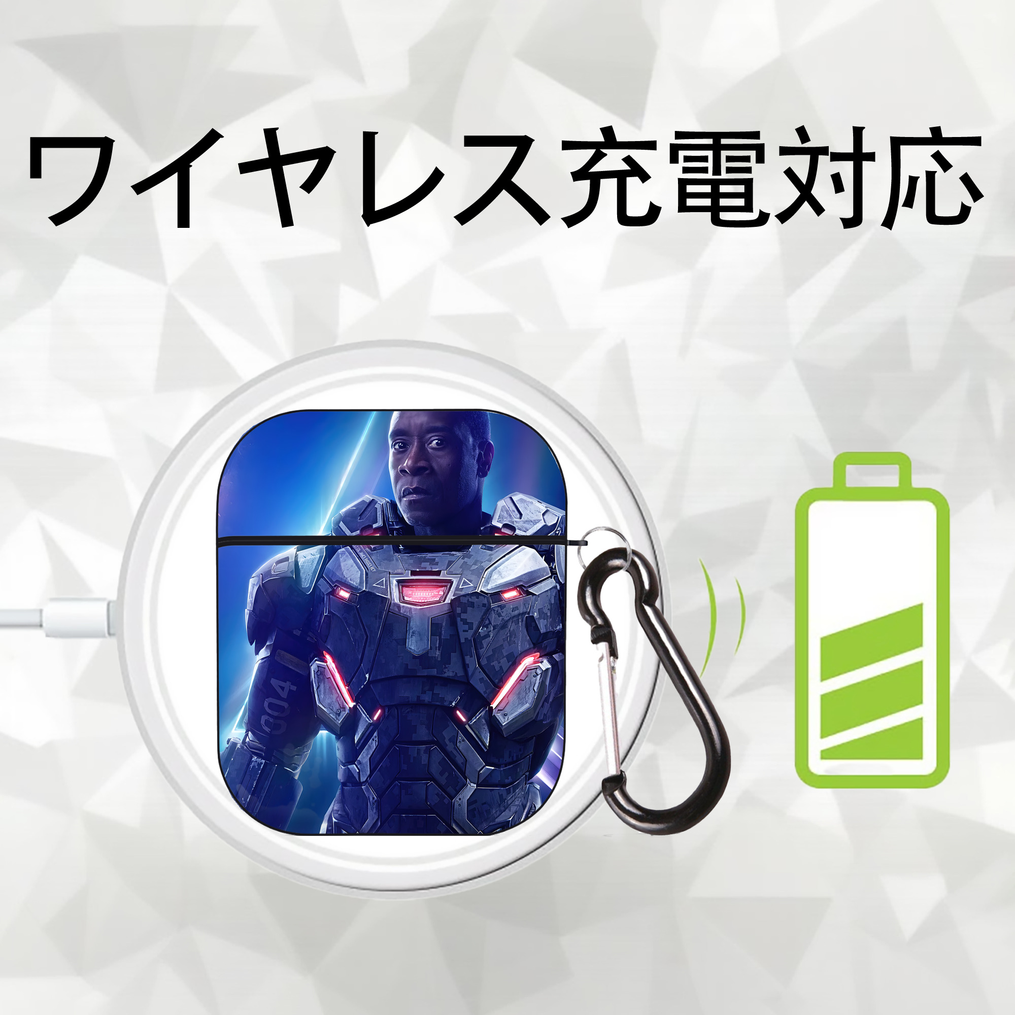 アベンジャーズ The Avengers AirPods 第2世代保護ケース ハードシェル ブラック 耐衝撃・防指紋・カラビナ付き