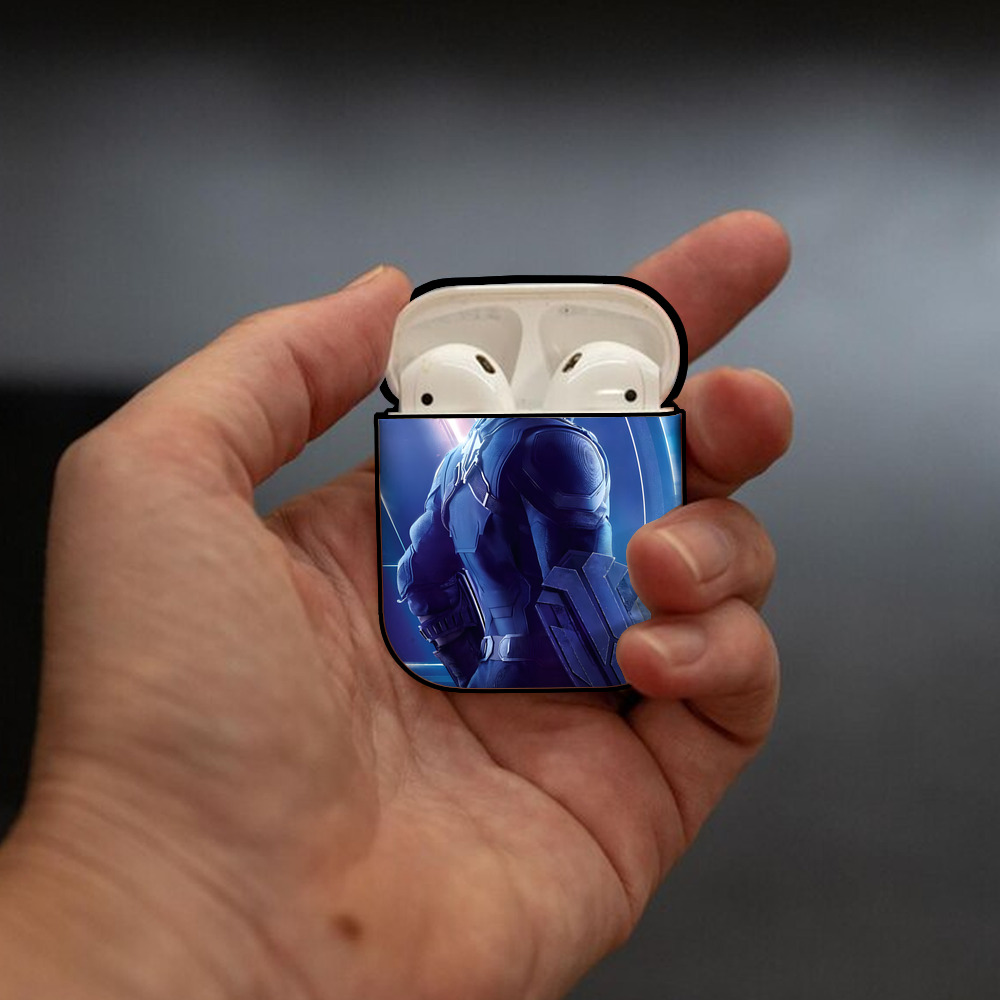 アベンジャーズ The Avengers AirPods 第2世代保護ケース ハードシェル ブラック 耐衝撃・防指紋・カラビナ付き