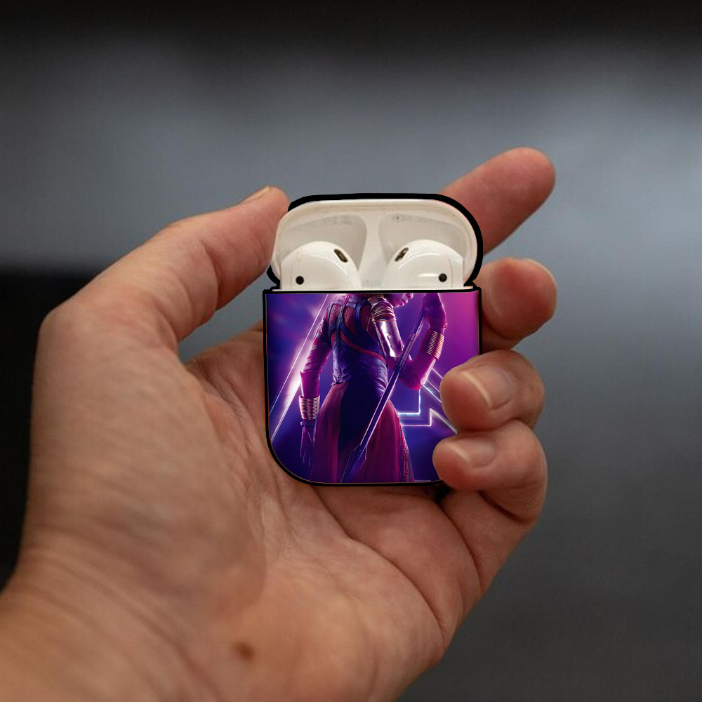 アベンジャーズ The Avengers AirPods 第2世代保護ケース ハードシェル ブラック 耐衝撃・防指紋・カラビナ付き
