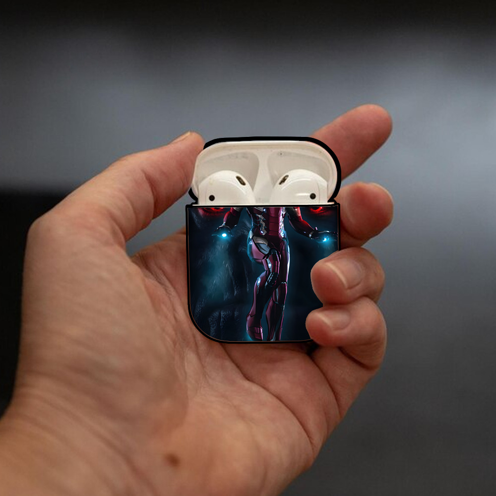 アベンジャーズ The Avengers AirPods 第2世代保護ケース ハードシェル ブラック 耐衝撃・防指紋・カラビナ付き