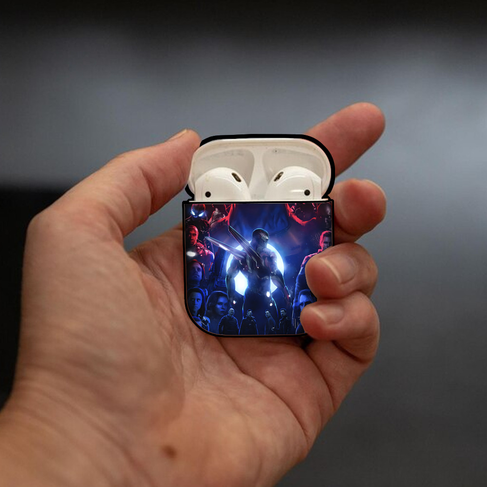 アベンジャーズ The Avengers AirPods 第2世代保護ケース ハードシェル ブラック 耐衝撃・防指紋・カラビナ付き