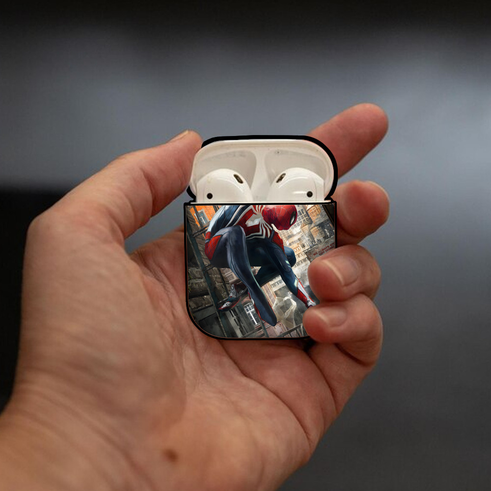 アベンジャーズ The Avengers AirPods 第2世代保護ケース ハードシェル ブラック 耐衝撃・防指紋・カラビナ付き