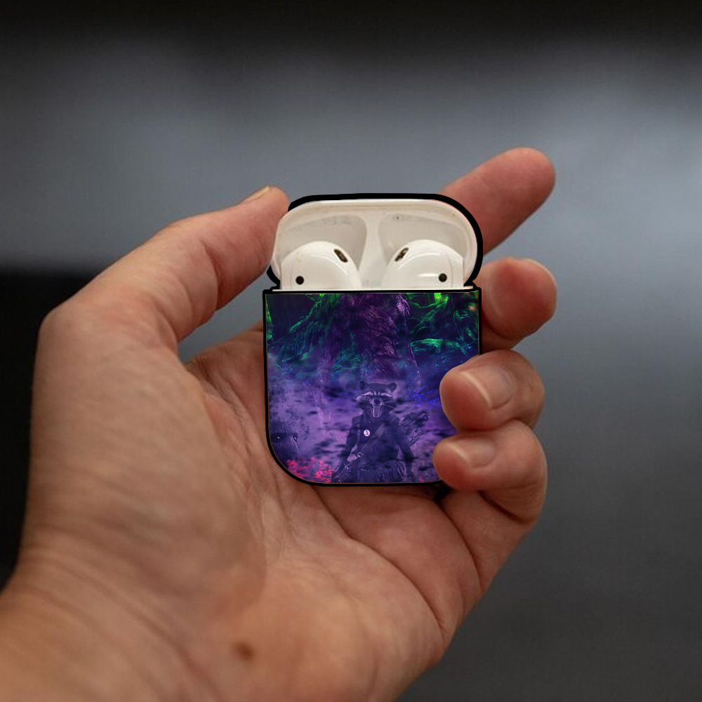 アベンジャーズ The Avengers AirPods 第2世代保護ケース ハードシェル ブラック 耐衝撃・防指紋・カラビナ付き