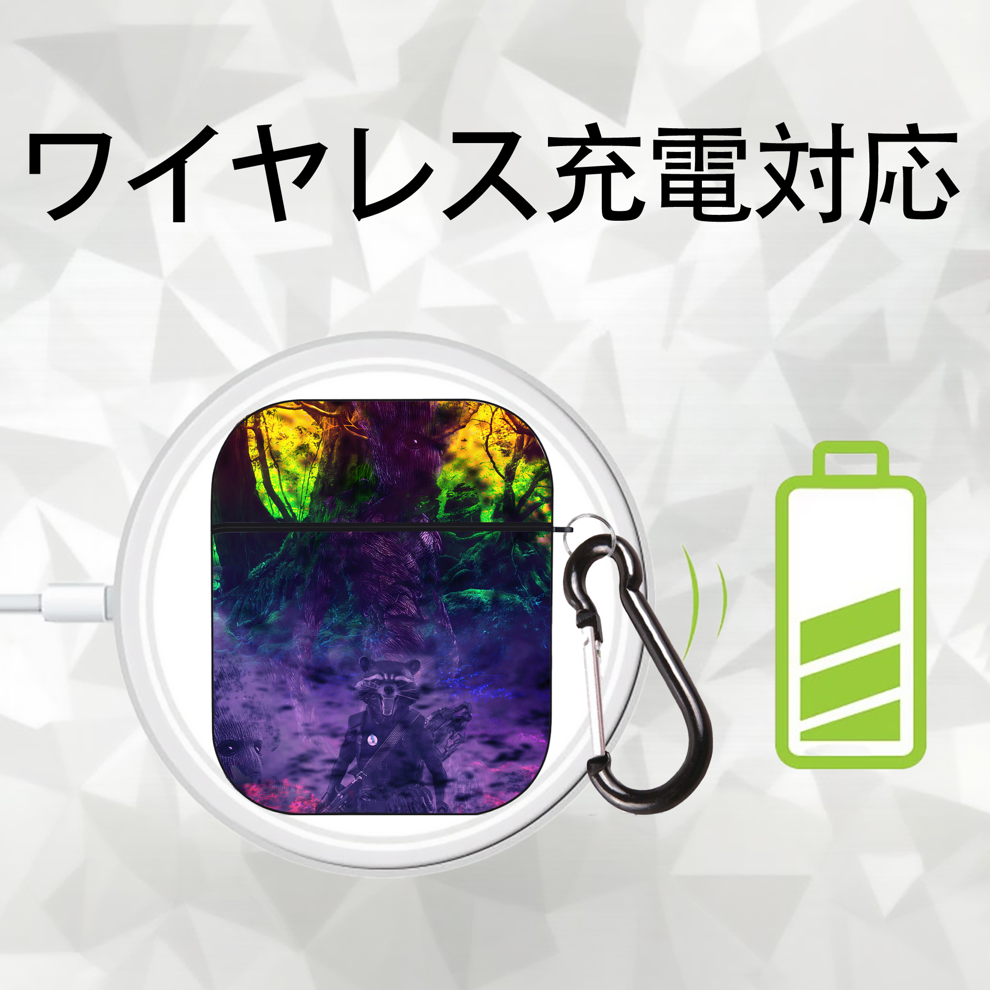 アベンジャーズ The Avengers AirPods 第2世代保護ケース ハードシェル ブラック 耐衝撃・防指紋・カラビナ付き